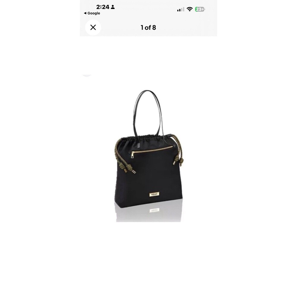 Limited Edition Versace Black Nylon Drawstring Tote Bag – Signature Gold - Picture 4 of 13